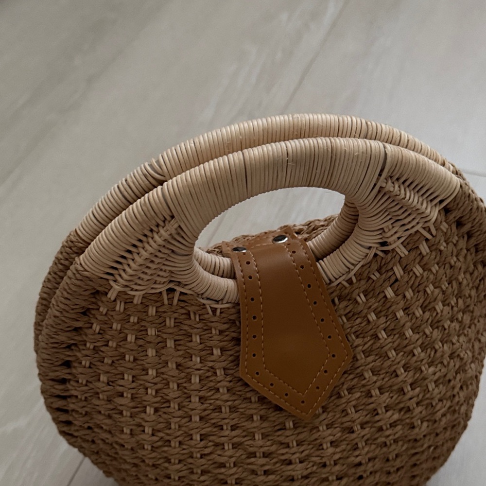 Rattan Brown Round Woven Mini Bag - Picture 11 of 11